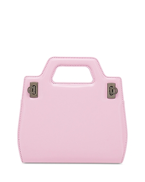 Ferragamo Wanda Mini Leather Top Handle Bag In Bubble Gum/gold