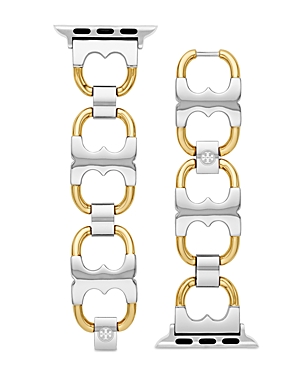 Shop Tory Burch Double-t Link Apple Watch Band, 38mm/40mm/41mm In Two-tone