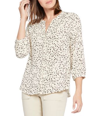 NYDJ - Three Quarter Sleeve Printed Pintucked Back Blouse