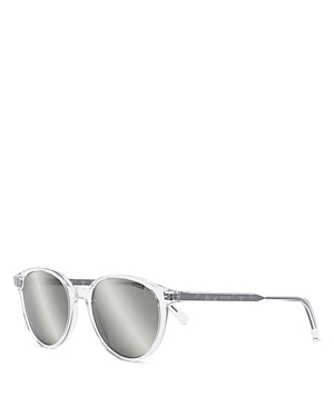 Shop Dior R1i Round Sunglasses, 52 Mm In Clear/gray Mirrored Solid