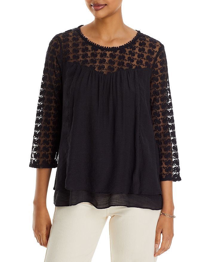 Single Thread Double Layer Embroidered Blouse | Bloomingdale's