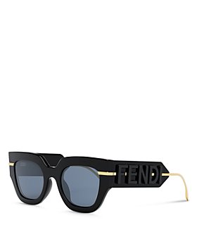 Fendi Gold/Black Gradient Gold Mirrored FF0259/S Studded Square Cat Eye Sunglasses  Fendi