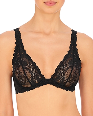 Natori Heavenly Lace Underwire Plunge Bra In Black