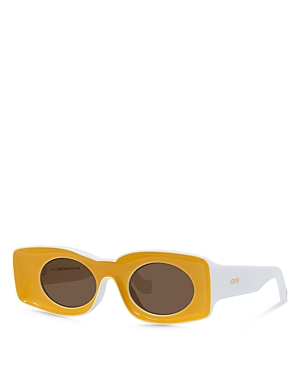 Shop Loewe Paula's Ibiza Rectangle Sunglasses, 49mm In Yellow/brown Solid