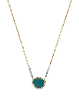 Meira T 14K White & Yellow Gold Opal & Diamond Halo Pendant Necklace, 18