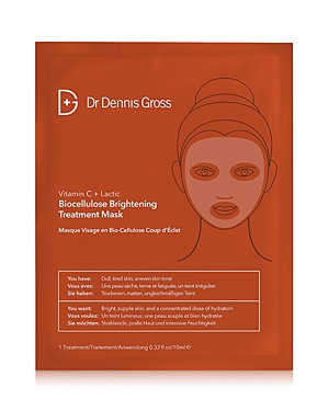 Shop Dr Dennis Gross Skincare Vitamin C + Lactic Biocellulose Brightening Treatment Mask (single)