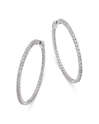 Bloomingdale's Fine Collection - Diamond Inside Out Hoop Earrings in 14K White Gold, 5.0 tcw