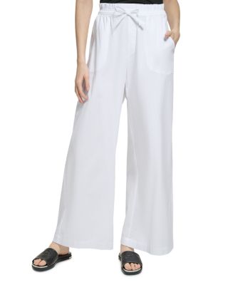 DKNY Cotton Blend Pull On Wide Leg Pants | Bloomingdale's