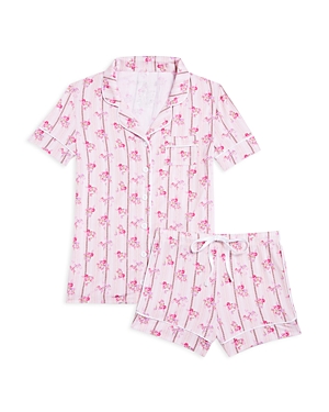 Katiejnyc Girls' Tween Lynn Shorts Lounge Set - Big Kid In Floral Stripe Pink