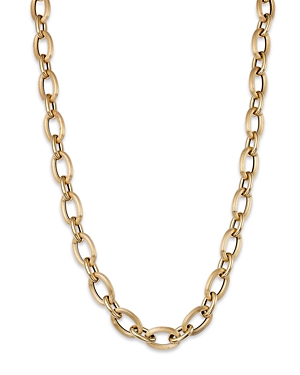 14K Yellow Gold Fancy Oval Open Link Chain Necklace, 18