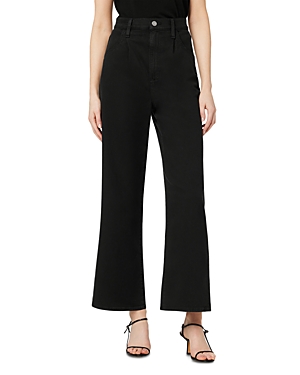 JOE'S JEANS THE PLEATED HIGH RISE WIDE LEG JEANS IN BLACK