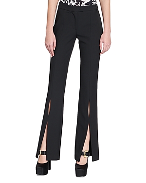 Versace Jeans Couture Mid-rise Flared Slit-hem Pants In Black
