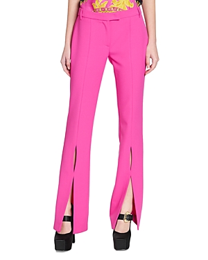 Versace Jeans Couture Mid-rise Flared Slit-hem Pants In Fuschia