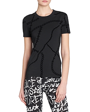 Versace Jeans Couture Crewneck Chain-print T-shirt In Black