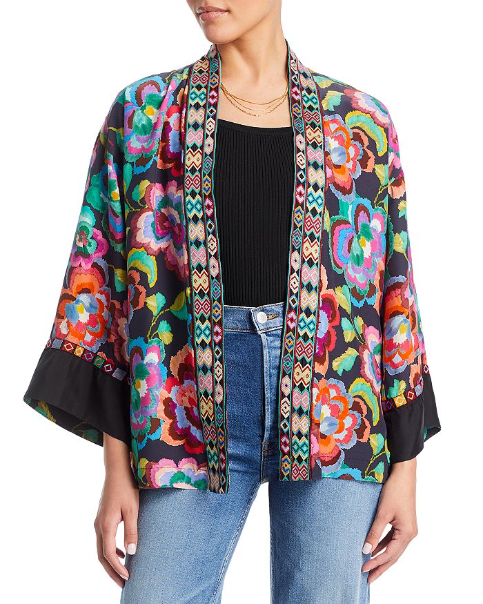 Johnny Was Calanthe Cropped Silk Kimono | Bloomingdale's