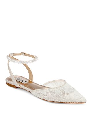 Badgley Mischka - Women's Fawn Pointed Toe Embellished Strap Lace Flats