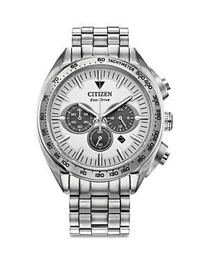 Shop Citizen Eco-drive Sport Luxury Chronograph, 43mm In White/silver
