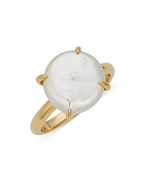 NADRI DOT DOT DOT CULTURED FRESHWATER COIN PEARL RING IN 18K GOLD PLATED