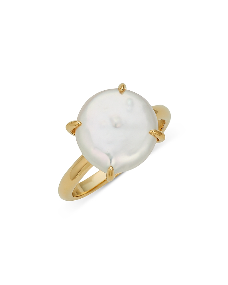Nadri Dot Dot Dot Cultured Freshwater Coin Pearl Ring in 18K Gold Plated