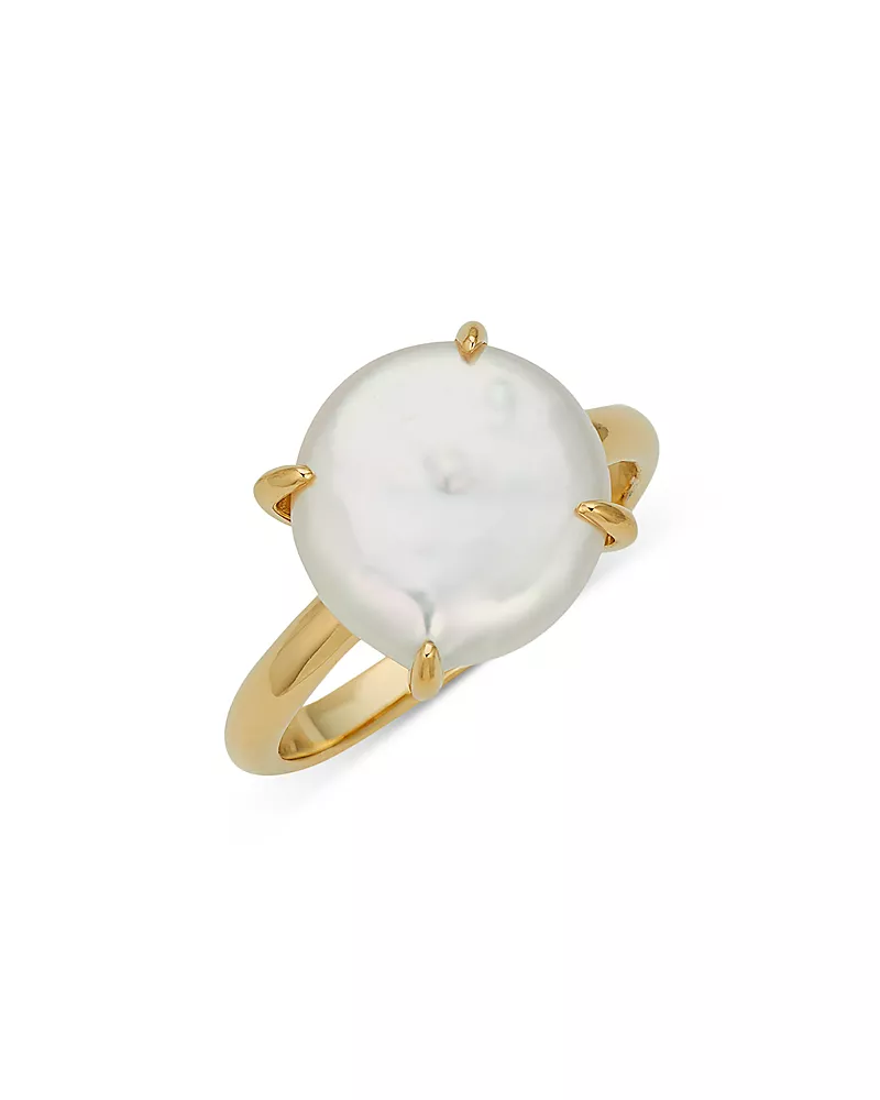 Nadri Dot Dot Dot Cultured Freshwater Coin Pearl Ring in 18K Gold Plated