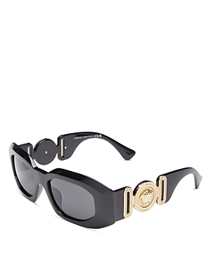 Versace Geometric Sunglasses, 53mm In Black/gray Solid