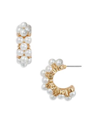 Kenneth Jay Lane - Imitation Pearl Cluster Hoop Earrings