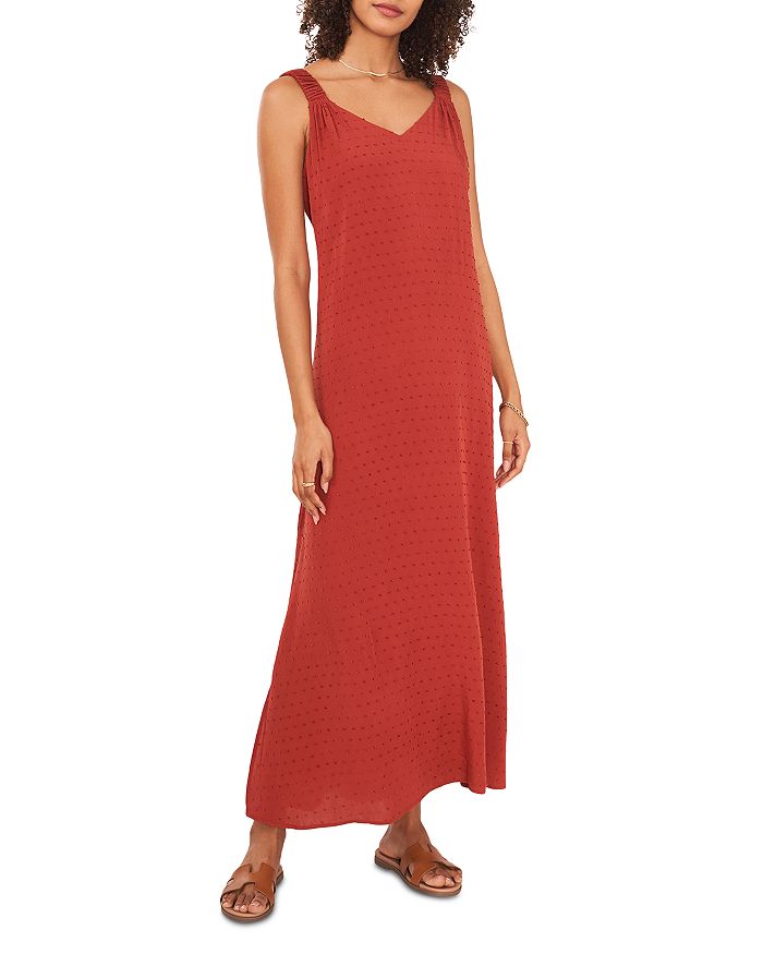 VINCE CAMUTO Ruched Shoulder Clip Dot Tank Dress Bloomingdale s