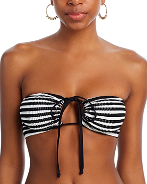 Cleonie Cottlesloe Striped Convertible Bikini Top In Black/white