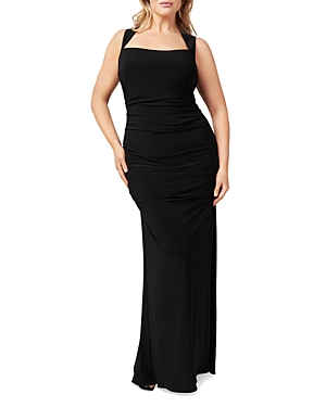 Adrianna Papell Plus Jersey Sleeveless Gown In Black
