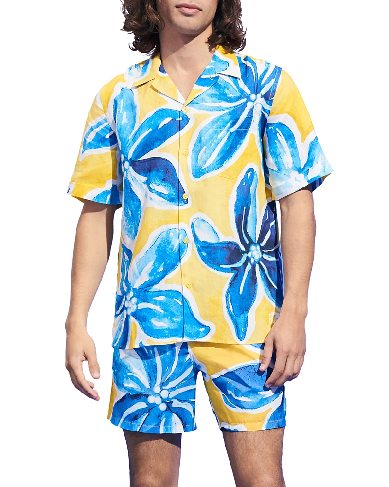 Vilebrequin Macro Raiatea Short Sleeve Button Front Camp Shirt In Sun