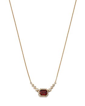 Bloomingdale's - Garnet & Diamond Halo Pendant Necklace in 14K Yellow Gold, 18" - 100% Exclusive