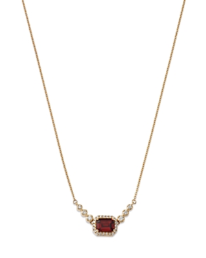 Bloomingdale's Garnet & Diamond Halo Pendant Necklace in 14K Yellow Gold, 18 - 100% Exclusive