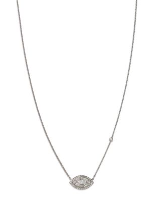 Bloomingdale's Fine Collection Diamond Multi Cut Evil Eye Pendant Necklace in 14K White Gold, 0.50 ct. t. w. - Exclusive