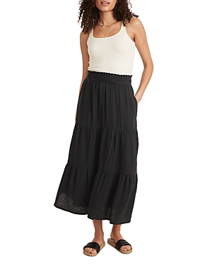Marine Layer Corinne Cotton Maxi Skirt In Black