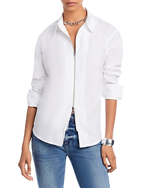 Donni Pop Cotton Zip Shirt In White