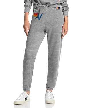 Aviator Nation Logo Jogger Pants In Heather Gray