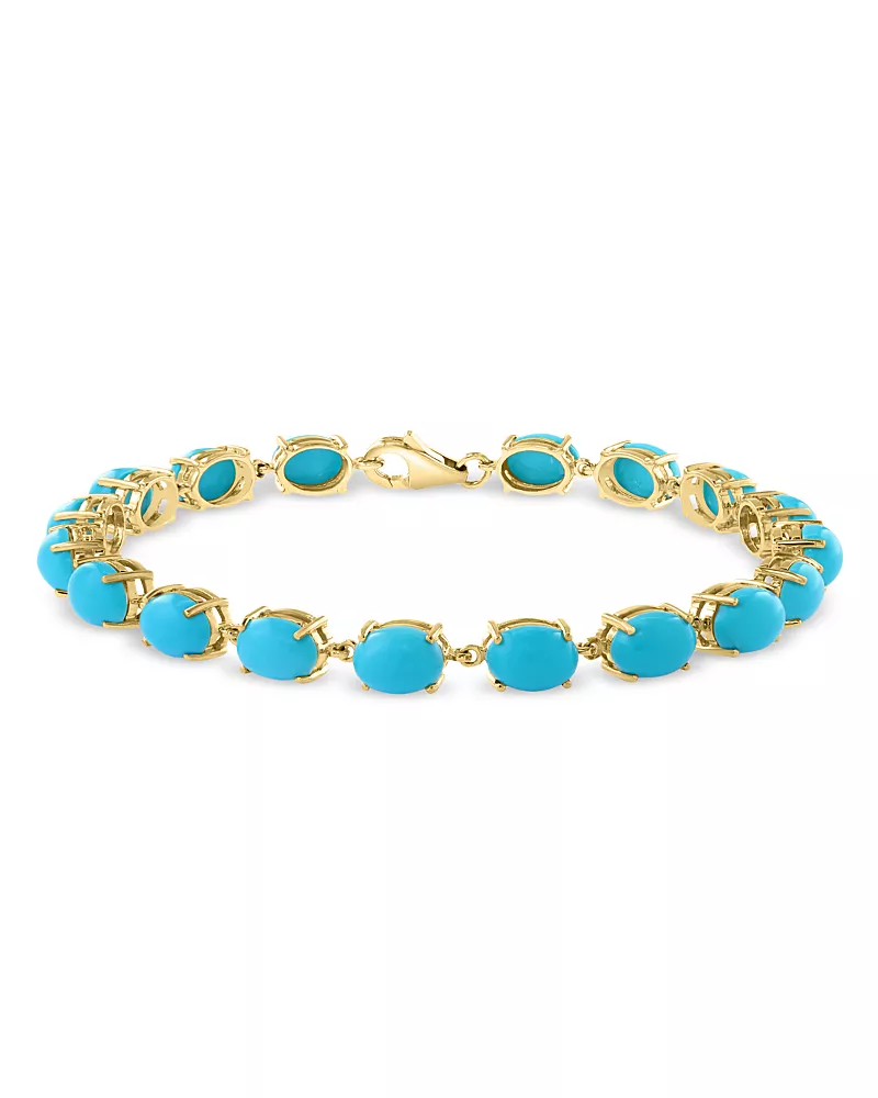 Bloomingdale's Fine Collection Turquoise Station Link Bracelet in 14K Yellow Gold