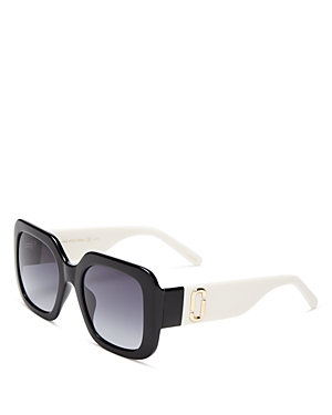 Shop Marc Jacobs Marc Square Sunglasses, 53mm In Black/gray Gradient