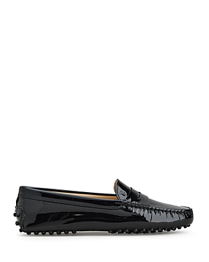 Shop Tod's Women's City Gommini Driver Penny Loafers In Black Patent