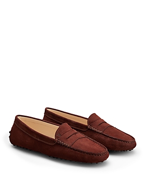 Shop Tod's Women's City Gommini Driver Penny Loafers In Pomegranate Red