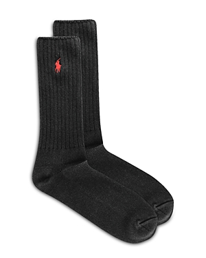 Polo Ralph Lauren Cotton Rib Crew Socks In Black
