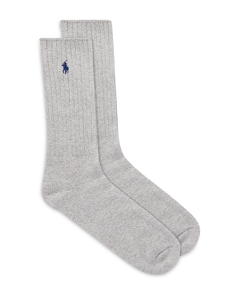 Polo Ralph Lauren Cotton Rib Crew Socks In Light Gray Heather
