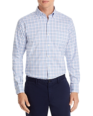 Peter Millar Noland Crown Lite Check Stretch Button-down Shirt In Atlantic Blue