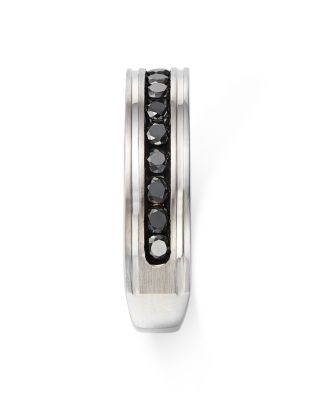 Men's Black Diamond Band in 14K White Gold, 0.60 tcw   