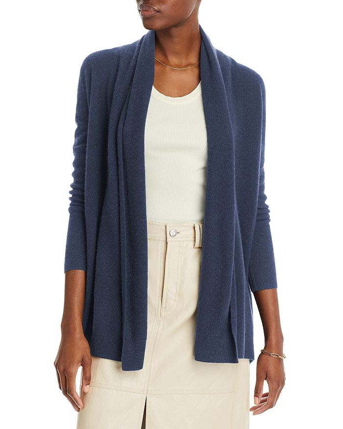 C by Bloomingdale's Cashmere Oversized V-Neck Brushed Cashmere Cardigan Beige Size L main image 1