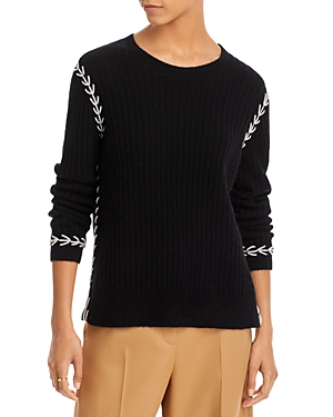 C By Bloomingdale's Cashmere Whipstitch Crewneck Cashmere Jumper - 100% Exclusive In Black