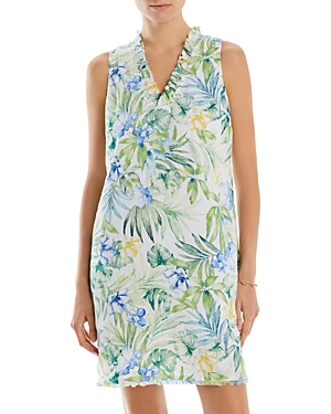 Tommy Bahama Tropical Retreat Floral Linen Shift Dress In White