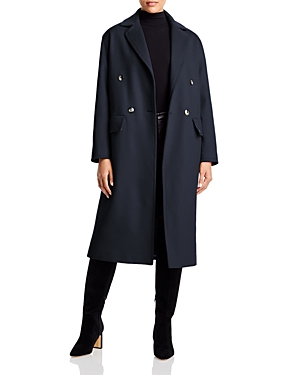 Herno Wool Double Breasted Coat In Navy
