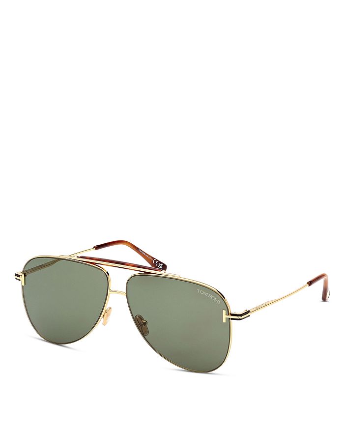 Tom Ford Men's Brady 60mm Pilot Sunglasses - Gold Green One-Size