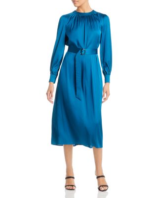 Misook - Belted Satin Midi Dress